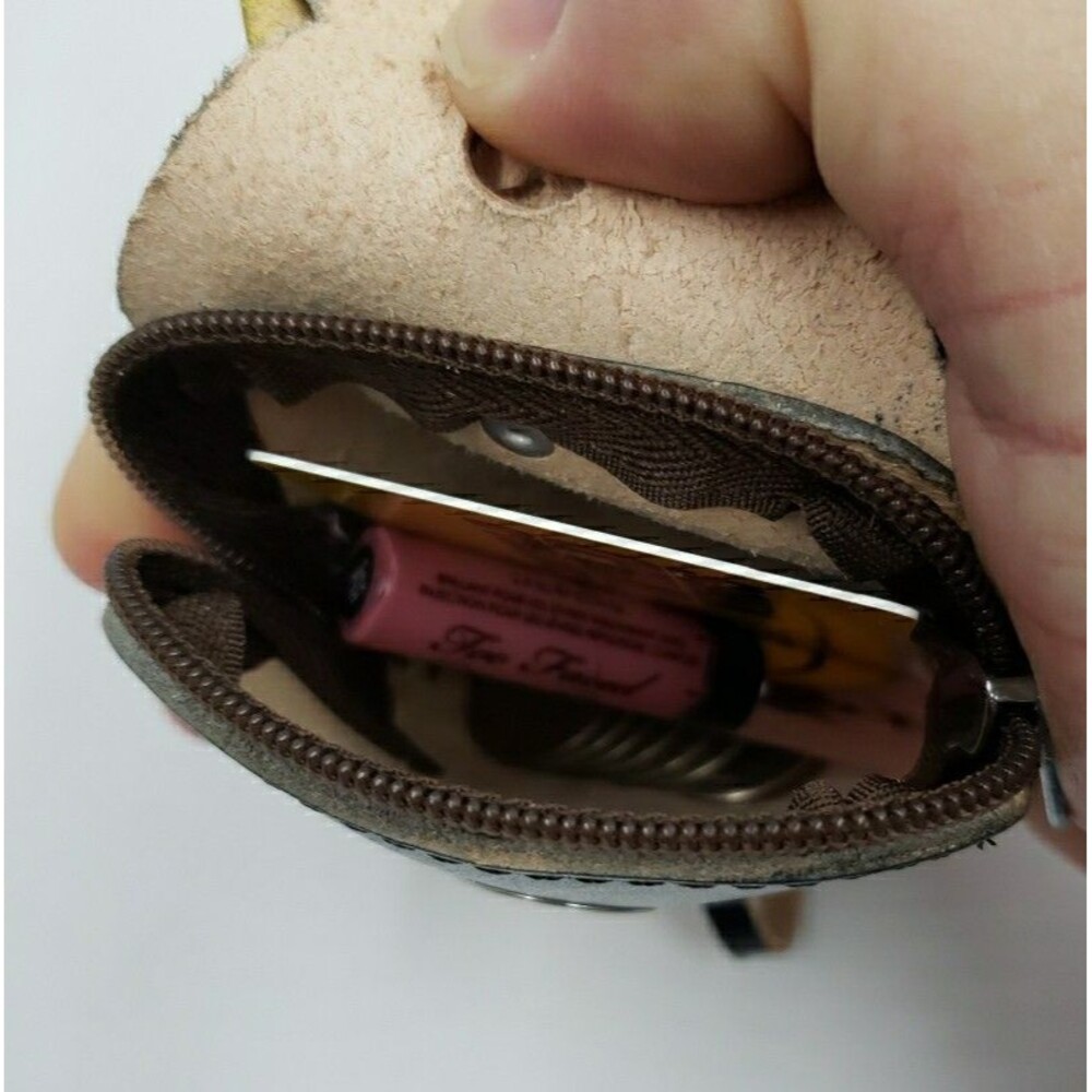 Frog Leather Wristlet Wallet Handmade Tooled Coin Purse Keychain Zen Yoga Gift - Picture 8 of 16